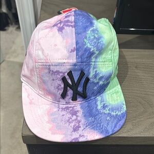 New Era Pink and Purple Hat with Tie-Dye Pattern and NY Logo